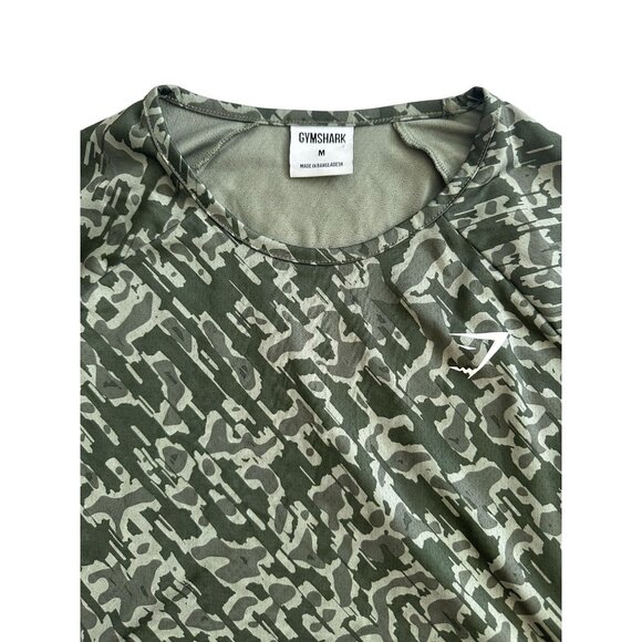 GYMSHARK Camo Long Sleeve Crop Top Size Medium - Picture 2 of 7